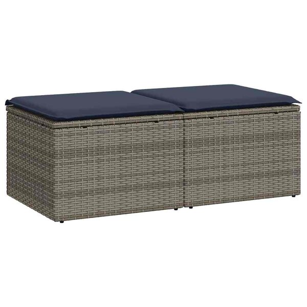 vidaXL Salon de jardin 2 Pièces avec coussins gris résine tressée acacia