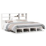 vidaXL Lit bibliothèque sans matelas blanc 200x200 cm bois massif