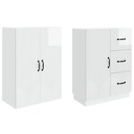 vidaXL Ensemble de Meubles 2 Pièces Blanc brillant Bois d'ingénierie