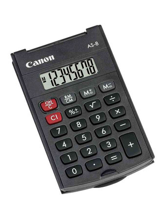 Calculatrice as-8 couvercle et piles 8 chiffres canon