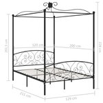 vidaXL Cadre de lit à baldaquin sans matelas noir métal 120x200 cm
