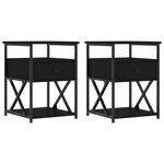vidaXL Tables de chevet 2 Pièces noir 40x42x55 cm bois d’ingénierie
