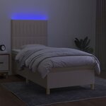 vidaXL Sommier à lattes de lit et matelas et LED Crème 80x200cm Tissu