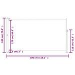 vidaXL Auvent latéral rétractable de patio 180x300 cm Crème