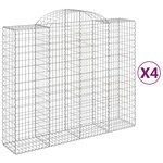 vidaXL Paniers à gabions arqués 4 Pièces 200x50x160/180 cm Fer galvanisé