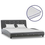 vidaXL Lit avec matelas à mémoire de forme Gris Similicuir 140x200 cm