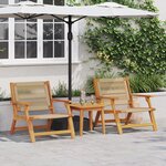 vidaXL Ensemble de Chaises de Jardin avec Table - 3 Pièces en Bois d'Acacia Massif Beige