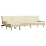vidaXL Canapé-lit en forme de L crème 255x140x70 cm similicuir