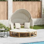vidaXL Lit de repos d'extérieur avec auvent et coussins résine tressée