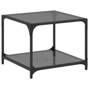 vidaXL Table basse avec dessus en verre noir 50x50x40 cm acier