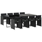 vidaXL Ensemble à manger de jardin 9Pièces coussins noir résine tressée
