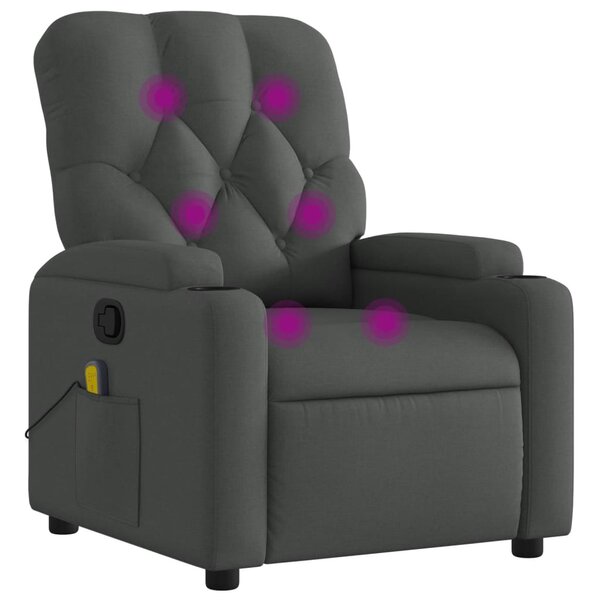 vidaXL Fauteuil de massage inclinable gris foncé tissu