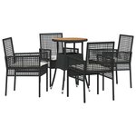 vidaXL Ensemble de salle à manger pour jardin 5 Pièces Noir polyrotin