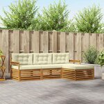 vidaXL Ensemble de canapés d'extérieur avec coussin Naturel et Crème