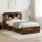 vidaXL Cadre de lit avec rangement Chêne fumé 75 x 190 cm