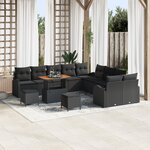 Ensemble de Canapé de Jardin 13 pièces avec coussins en poly rattan noir