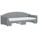 vidaXL Lit de jour avec gigogne et matelas gris clair 80x200 cm tissu