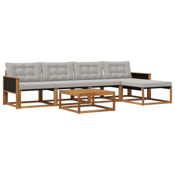 vidaXL Ensemble de canapés d'extérieur 6 Pièces Naturel et gris clair