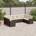 vidaXL Salon de jardin avec coussins 9 Pièces marron résine tressée