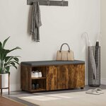 vidaXL Banc d'entrée avec coussin Uni Chêne fumé 100 x 38 x 46 cm