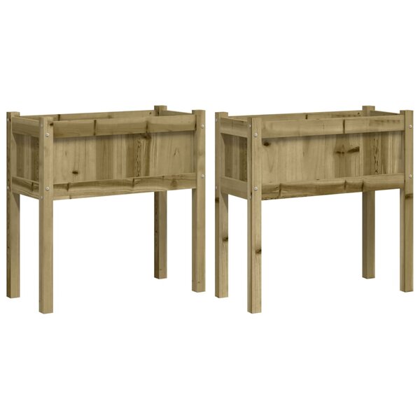 vidaXL Jardinières 2 Pièces avec pieds bois de pin imprégné
