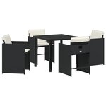 vidaXL Ensemble de jardin 5 pièces avec coussins en rattan poly noir
