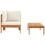 vidaXL Salon de jardin avec coussins 2 Pièces bois massif acacia