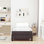 vidaXL Lit à ressorts avec matelas Marron foncé 90 x 200 cm tissu