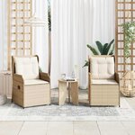 vidaXL Banc de jardin avec coussin 2 Pièces Beige Poly rotin