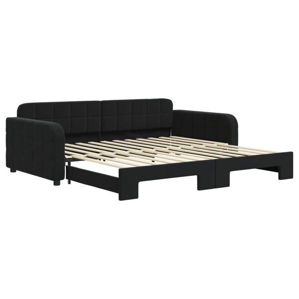 vidaXL Lit de jour avec gigogne sans matelas noir 100x200 cm