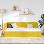 vidaXL Cadre de lit d'angle avec tête de lit Jaune 90 x 200 cm Velours