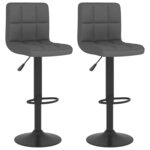vidaXL Tabourets de bar lot de 2 gris foncé tissu