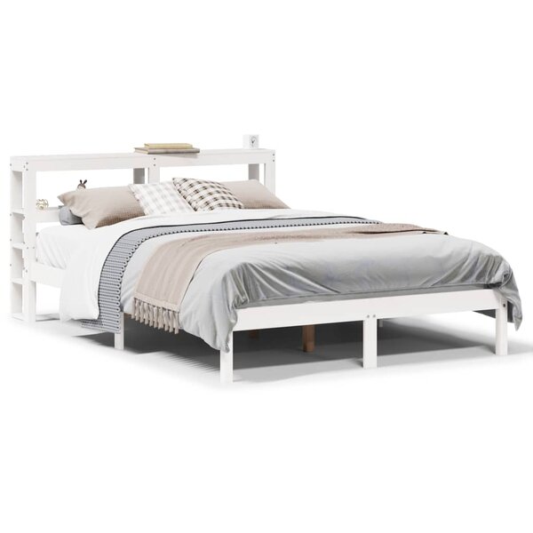 vidaXL Cadre de lit sans matelas blanc 140x190 cm bois de pin massif
