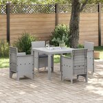 vidaXL Ensemble de salle à manger de jardin 5 pièces gris clair poly rotin