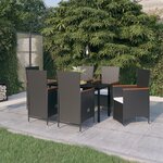 vidaXL Ensemble à manger de jardin avec coussins 7 Pièces Noir