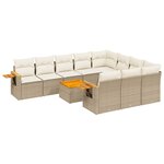 vidaXL Salon de jardin 11 Pièces avec coussins beige résine tressée