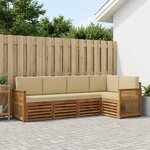 vidaXL Ensemble de canapé d'angle avec coussin 4 Pièces Naturel