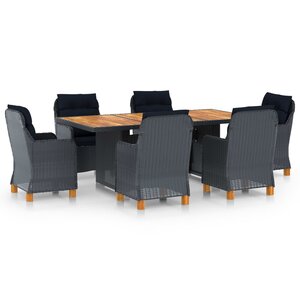 vidaXL Ensemble à manger d'extérieur 7Pièces et coussins résine tressée
