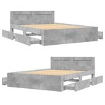 vidaXL Cadre de lit et tête de lit sans matelas gris béton 120x200 cm