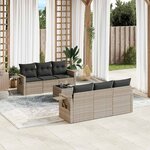 vidaXL Salon de jardin avec coussins 7 Pièces gris clair résine tressée