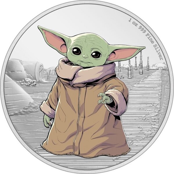 Pièce de monnaie 2 Dollars Niue 2021 1 once argent BE – Grogu (The Child)