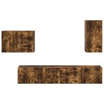vidaXL Ensemble de meuble TV mural 4 Pièces Chêne fumé Bois d'ingénierie