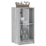 vidaXL Armoire latérale avec portes en verre sonoma gris 35x37x75 5 cm