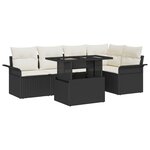 vidaXL Ensemble de Salon de Jardin 6 Pièces avec Coussins Noirs en Résine Tissée