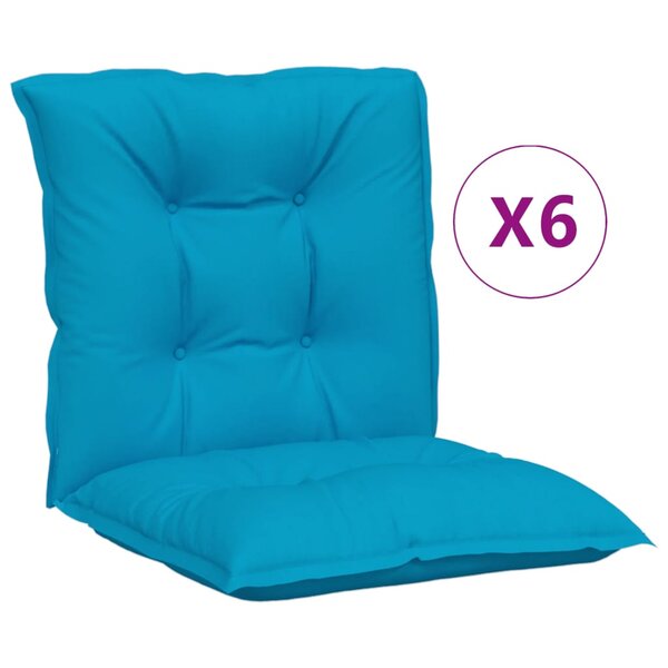 vidaXL Coussins de chaise de jardin à dossier bas lot de 6 bleu