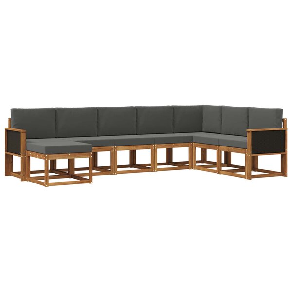 vidaXL Ensemble de canapés d'extérieur 8 pc Naturel et Anthracite