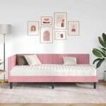 vidaXL Cadre de lit d'angle avec matelas 2 Pièces Gris Velours