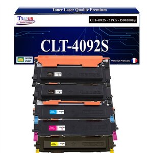 T3AZUR - 5x Toners compatibles avec Samsung CLT-4092S pour Samsung CLX-3170 CLX-3170FN CLX-3175 CLX-3175FN CLX-3175FW CLX-3175N