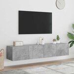 vidaXL Meubles TV muraux et lumières LED 2Pièces gris béton 80x35x31 cm