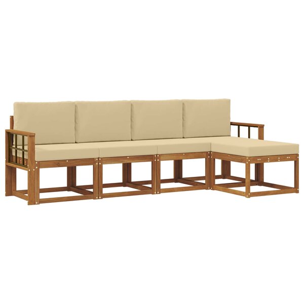 vidaXL Ensemble de canapés d'extérieur 5 Pièces Naturel et Beige